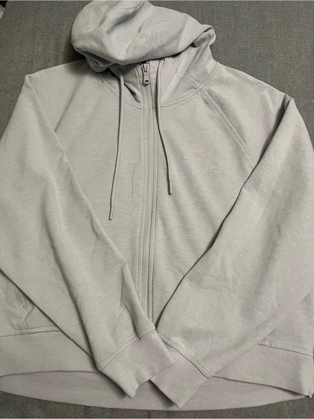 Old Navy Light Gray Full-Zip Hooded Sweater
